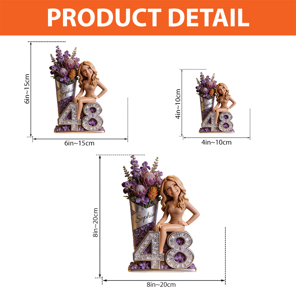 Custom From Photo, Flowers And Number - Personalized Birthday Custom Shaped Acrylic Plaque