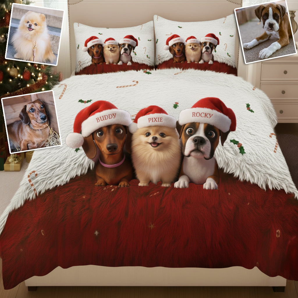 Fröhliche Weihnachten für die Vierbeiner – Personalisiertes Hundebettwäsche-Set