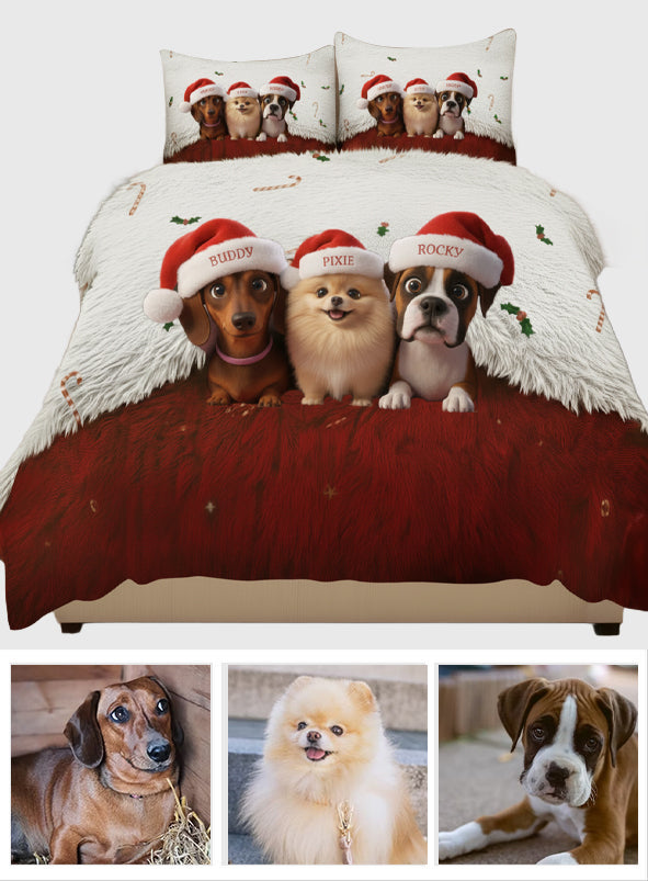 Fröhliche Weihnachten für die Vierbeiner – Personalisiertes Hundebettwäsche-Set