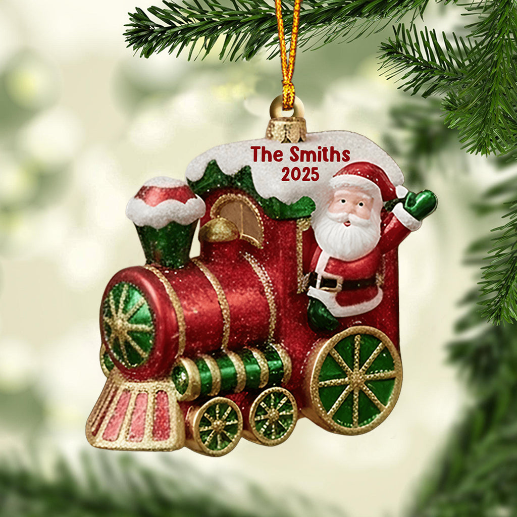 Frohe Weihnachten 2025, Weihnachtszug – personalisierter Familienschmuck