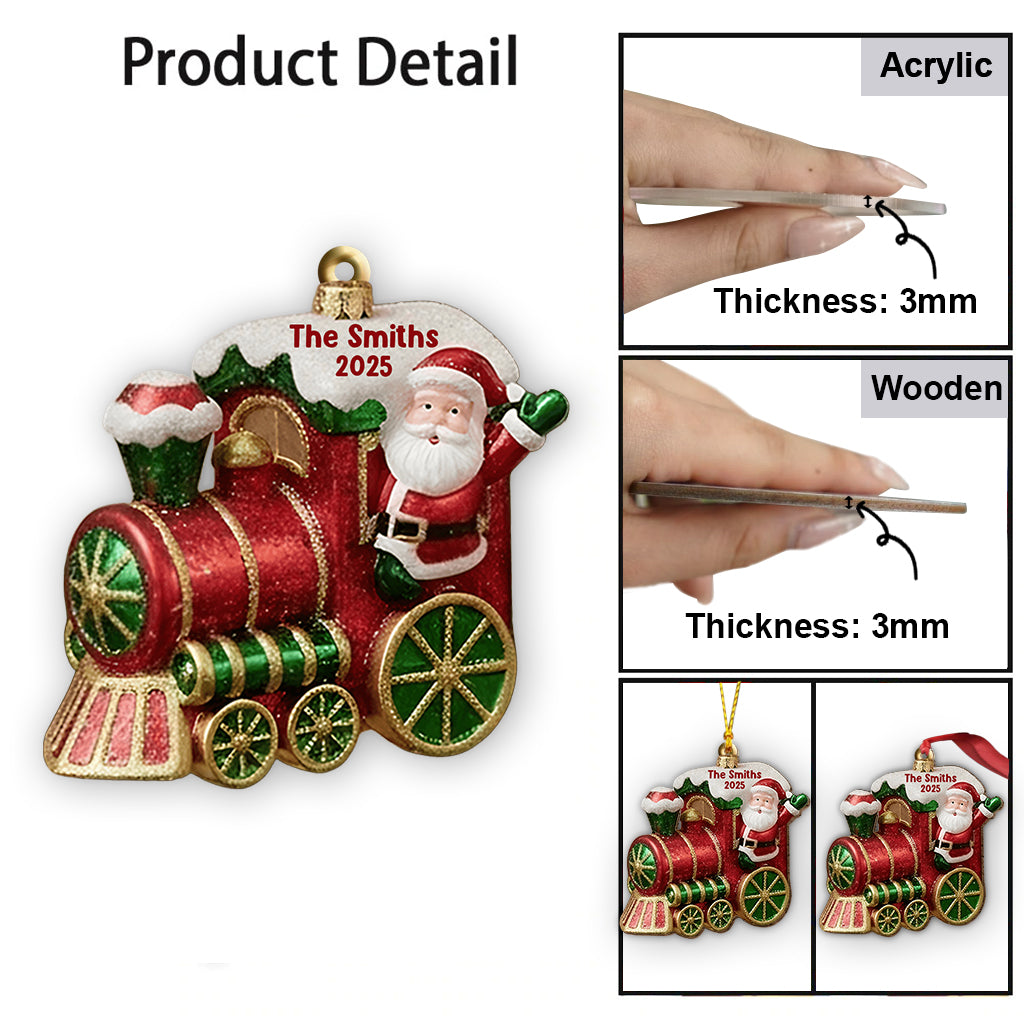 Frohe Weihnachten 2025, Weihnachtszug – personalisierter Familienschmuck