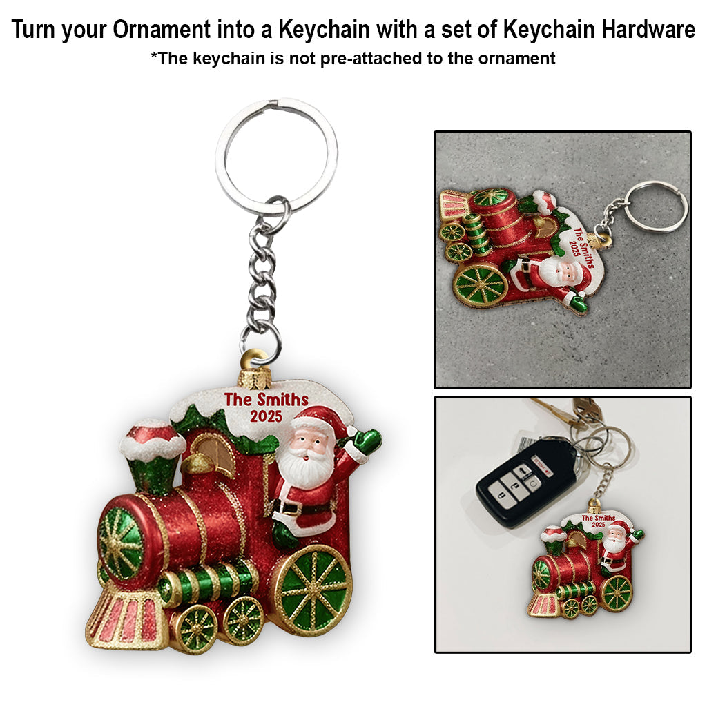 Frohe Weihnachten 2025, Weihnachtszug – personalisierter Familienschmuck