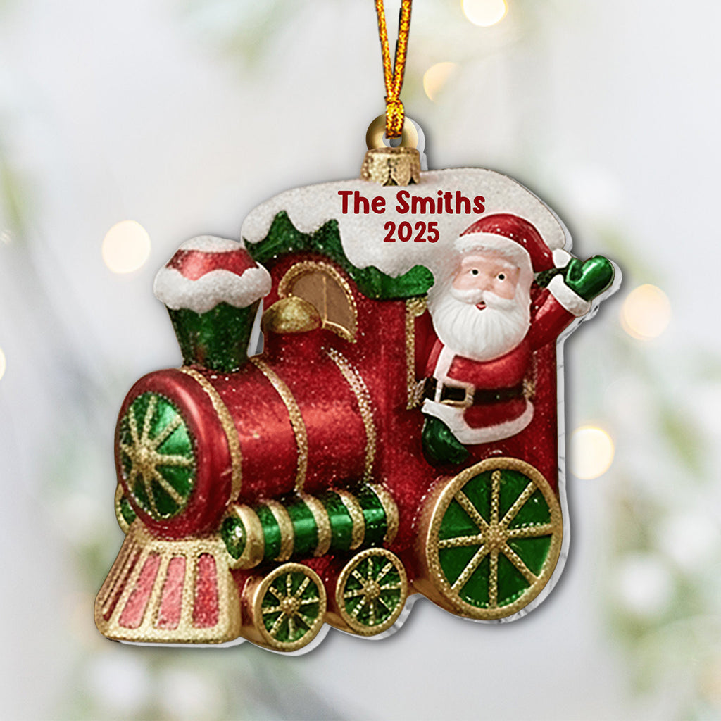 Frohe Weihnachten 2025, Weihnachtszug – personalisierter Familienschmuck