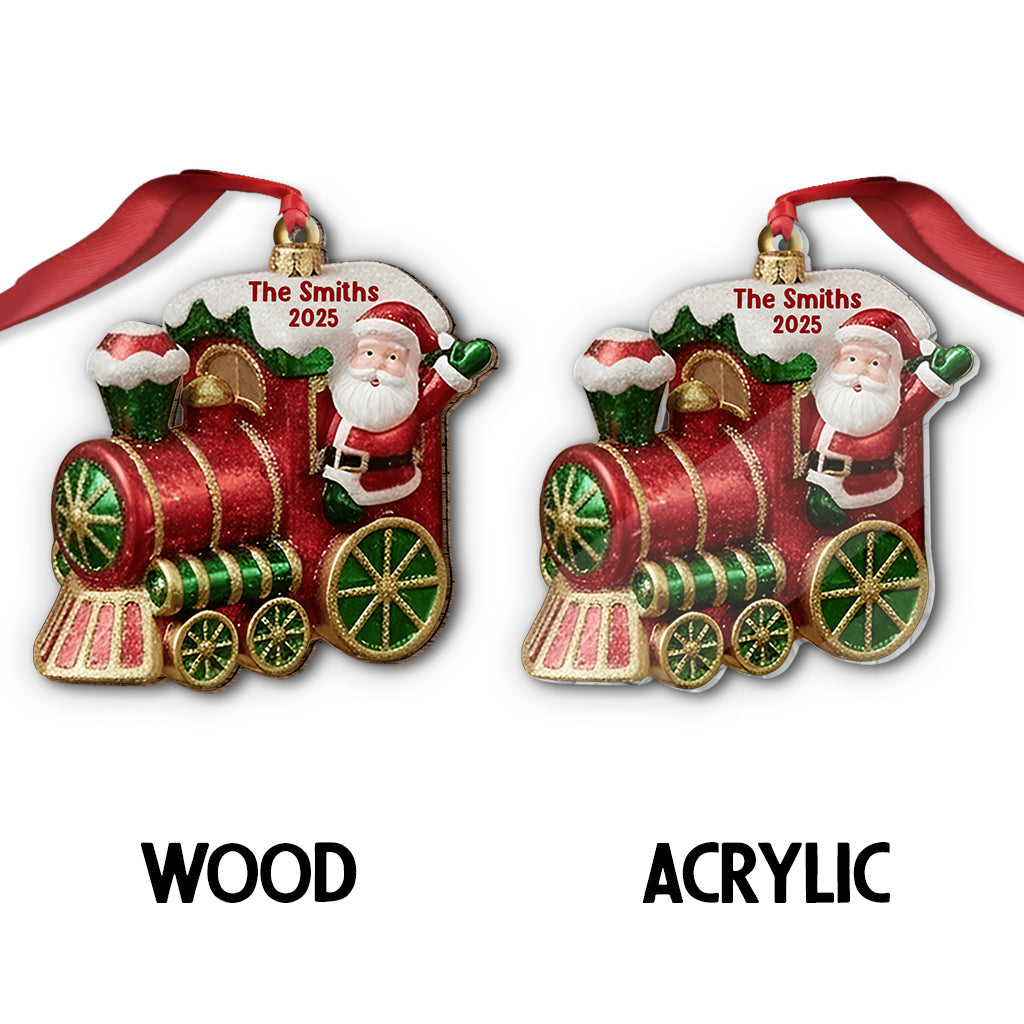 Frohe Weihnachten 2025, Weihnachtszug – personalisierter Familienschmuck