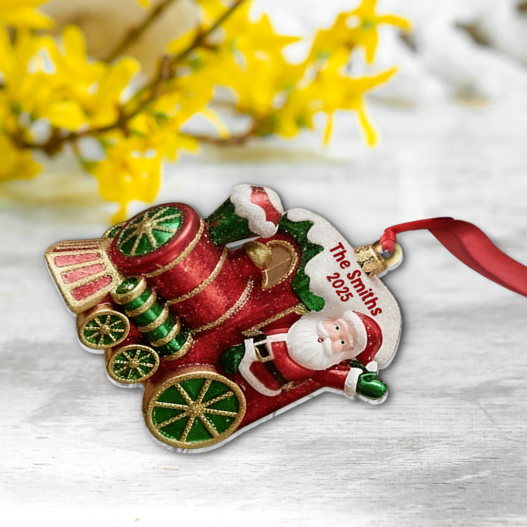 Frohe Weihnachten 2025, Weihnachtszug – personalisierter Familienschmuck