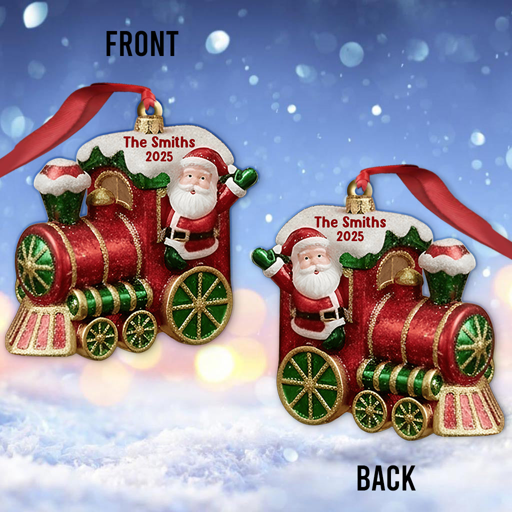 Frohe Weihnachten 2025, Weihnachtszug – personalisierter Familienschmuck