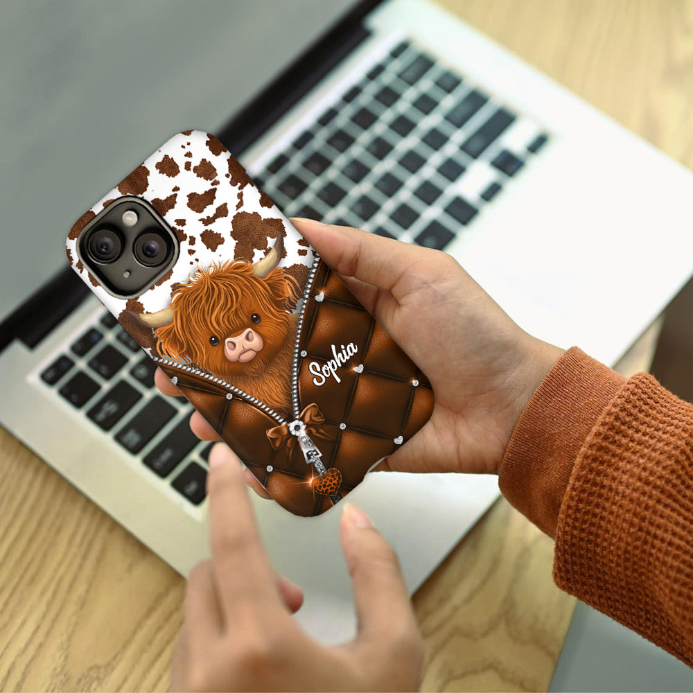 Cute Highland Cow - Personalized Highland Cow Full Print Phone Case