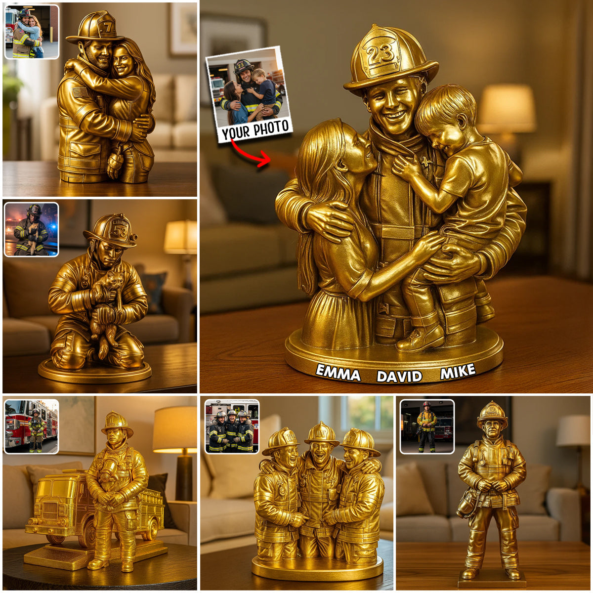 Beliebiges Foto – Personalisierte Acrylplakette in Feuerwehrform