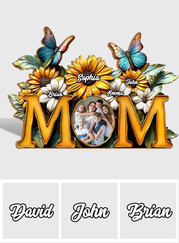 Sunflower Mom - Personalized Mother Cut Shape Photo Frame