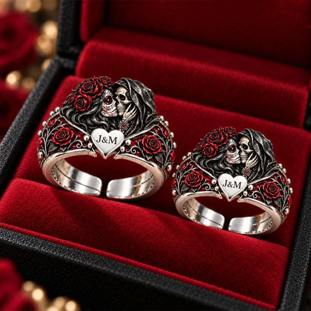 You & Me We Got This - Personalized Skull Adjustable Shaped Ring