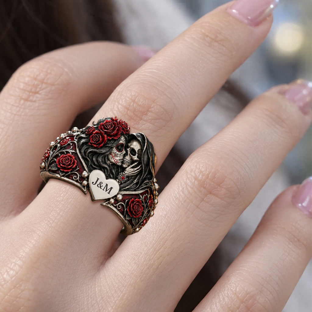 You & Me We Got This - Personalized Skull Adjustable Shaped Ring