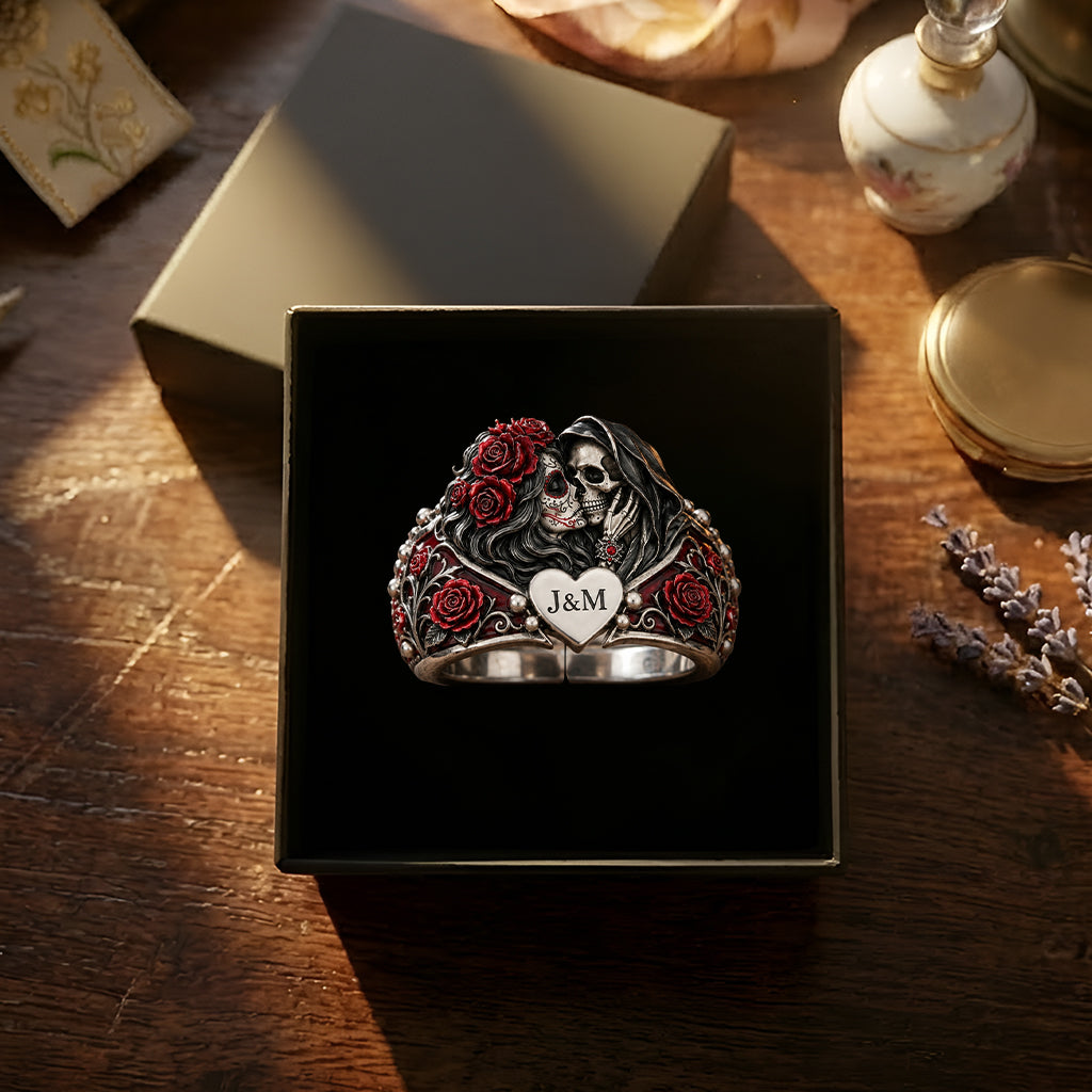 You & Me We Got This - Personalized Skull Adjustable Shaped Ring