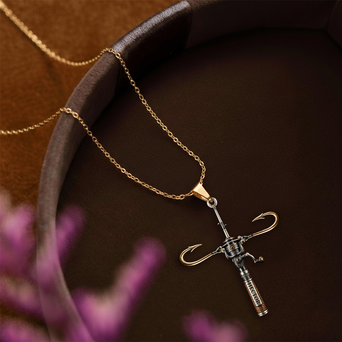 Love God Who Bless Us Fishes - Personalized Fishing Shaped Metal Pendant Necklace