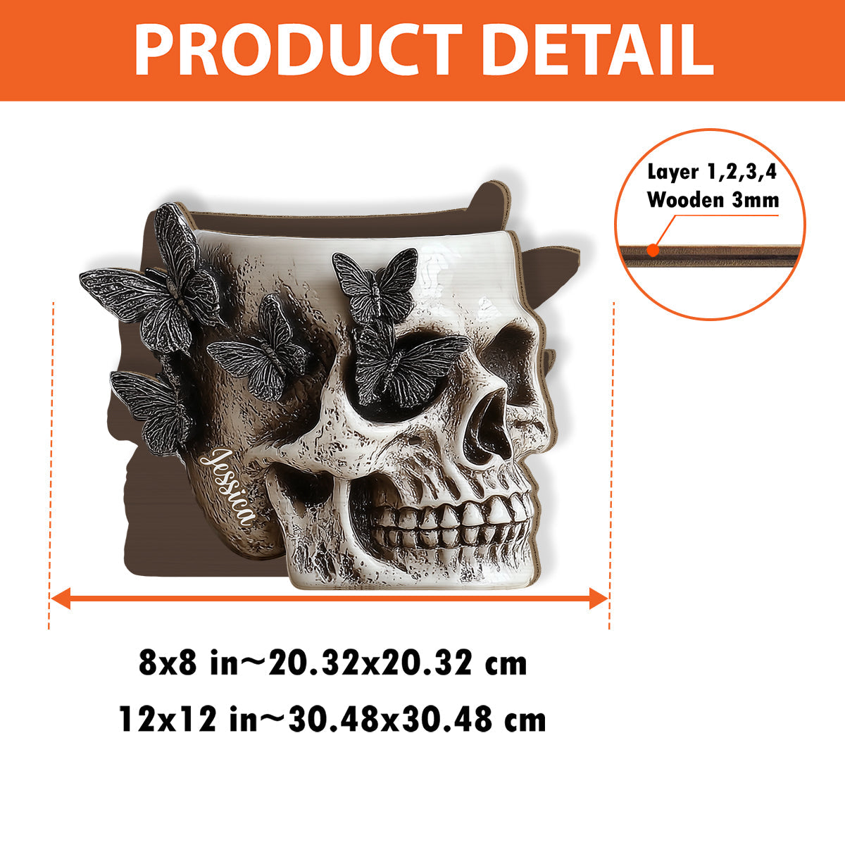 Schmetterlingsschädel – Personalisierter Totenkopf-Stifthalter aus Holz