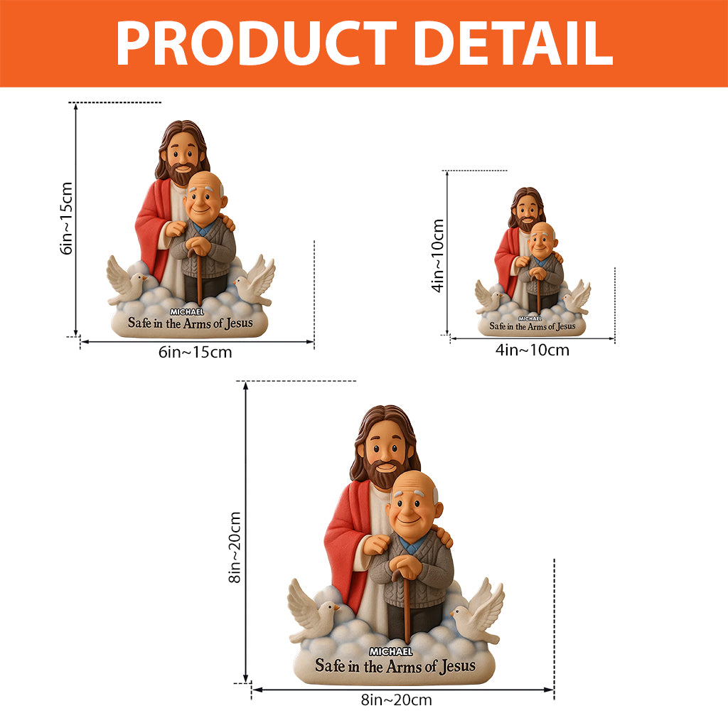 Geborgen in Jesu Armen – Personalisierte Gedenktafel aus Acryl in individueller Form