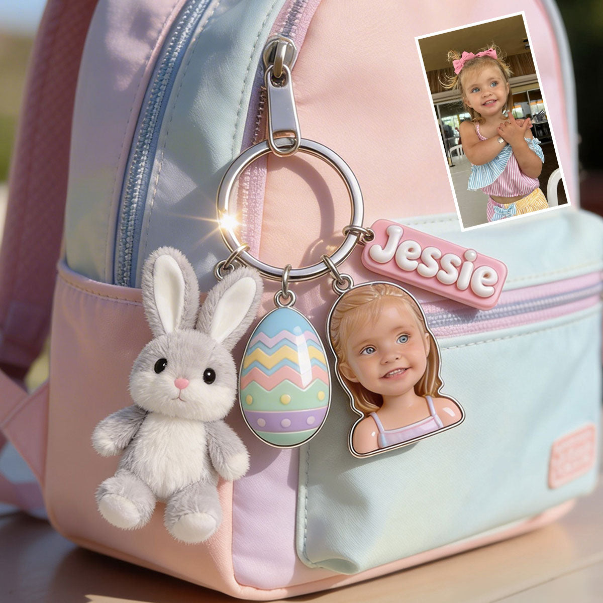 Easter Gift - Personalized Kid Keychain With Charms