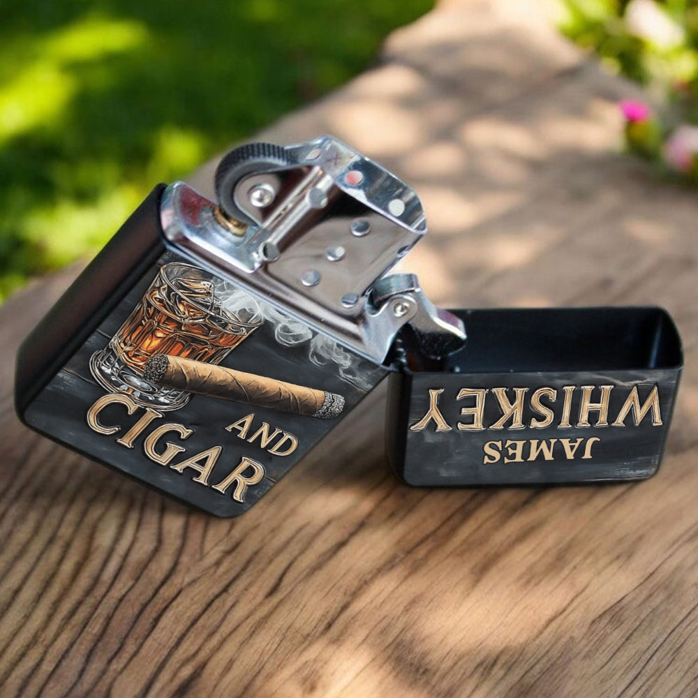 Whiskey And Cigar - Personalized Whisky Lighter