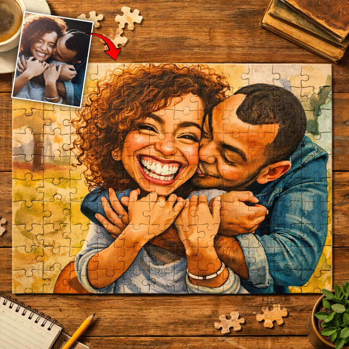 Paar-Karikatur-Stil – personalisiertes Paar-Puzzle