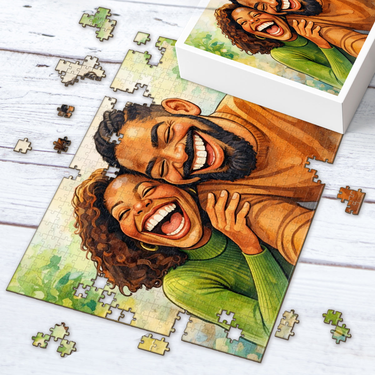 Paar-Karikatur-Stil – personalisiertes Paar-Puzzle