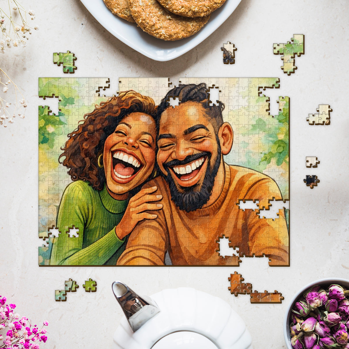 Paar-Karikatur-Stil – personalisiertes Paar-Puzzle