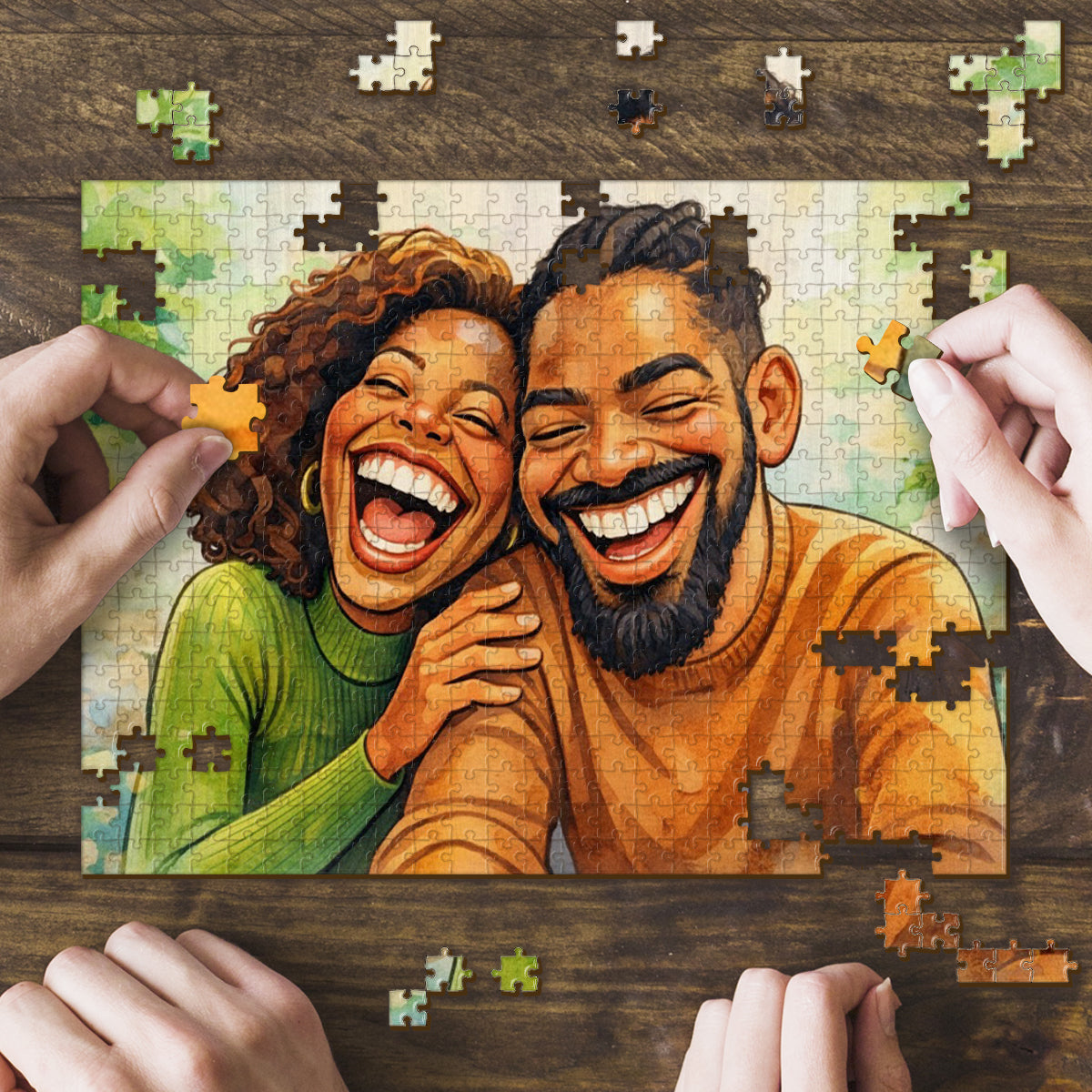 Paar-Karikatur-Stil – personalisiertes Paar-Puzzle