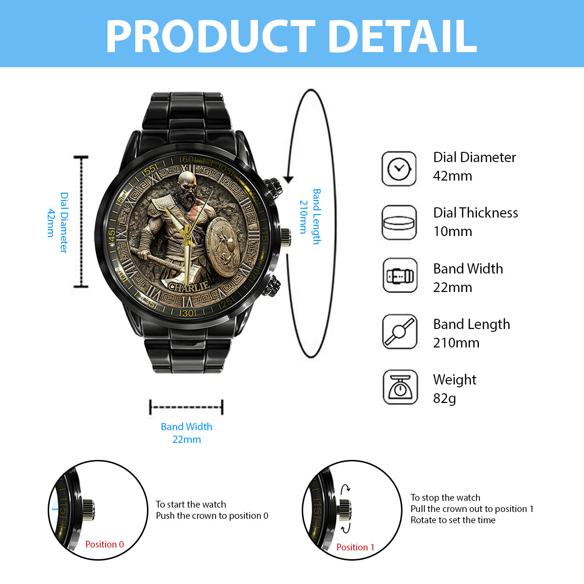 Ultimativer Krieger – Personalisierte Wikinger-Handuhr