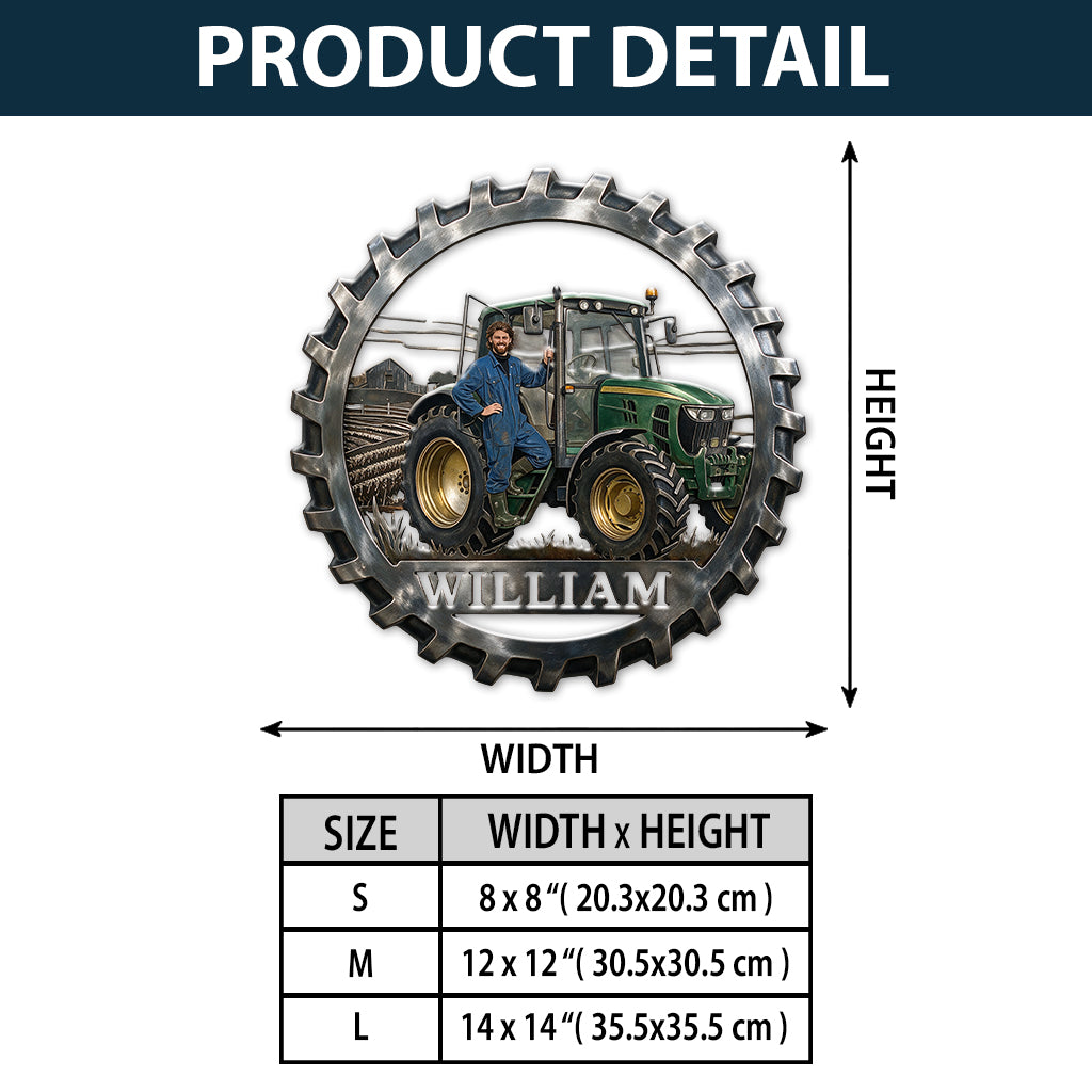 Farmer Tractor - Personalized Farmer 3D Printed Cut Metal Sign