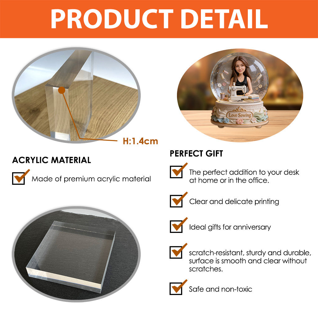 Sewing Lover Keepsake - Personalized Sewing Custom Shaped Acrylic Plaque