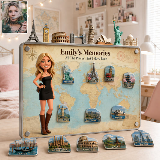Reise Magnet Display Breit - Personalisierte 3D-gedruckte Metalltafel