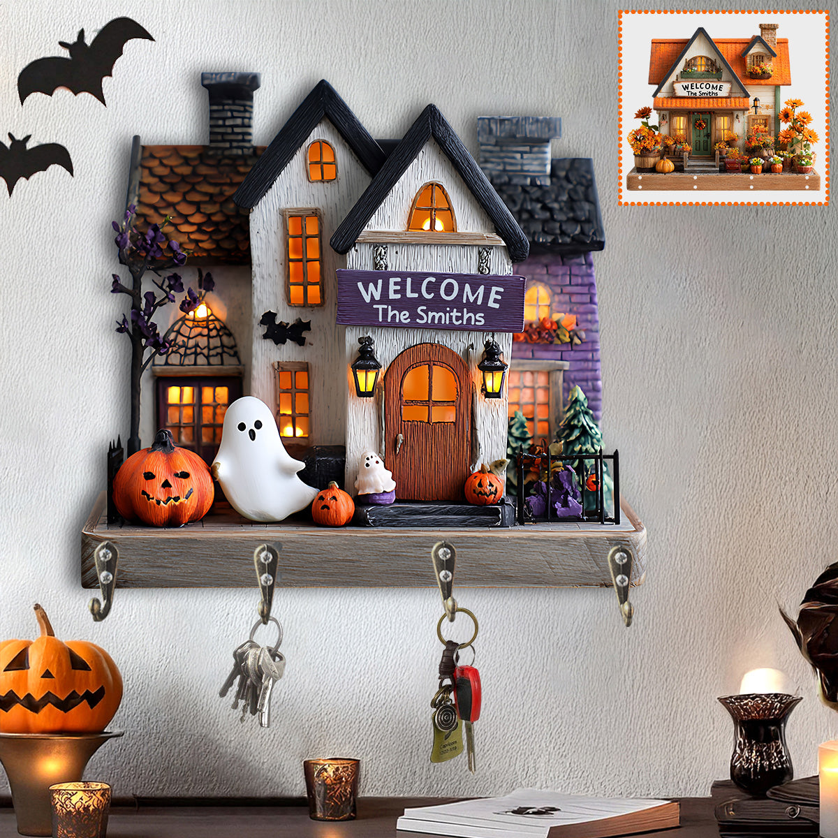 Glückliche Familie – Personalisierter Schlüsselhalter in Familienform