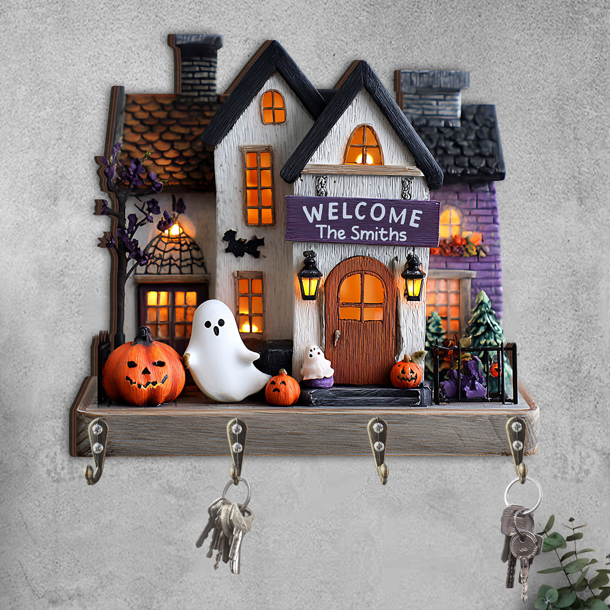 Glückliche Familie – Personalisierter Schlüsselhalter in Familienform