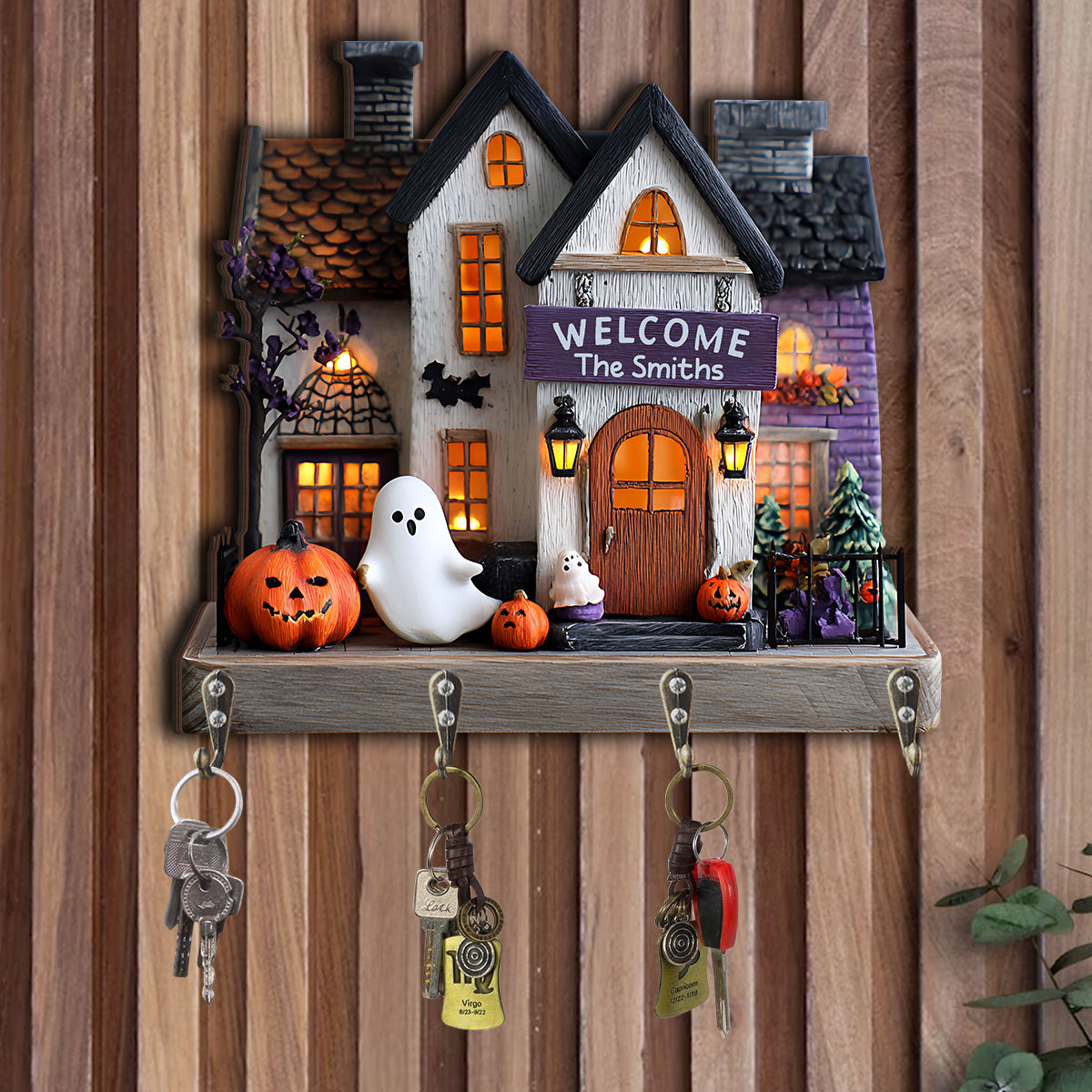 Glückliche Familie – Personalisierter Schlüsselhalter in Familienform