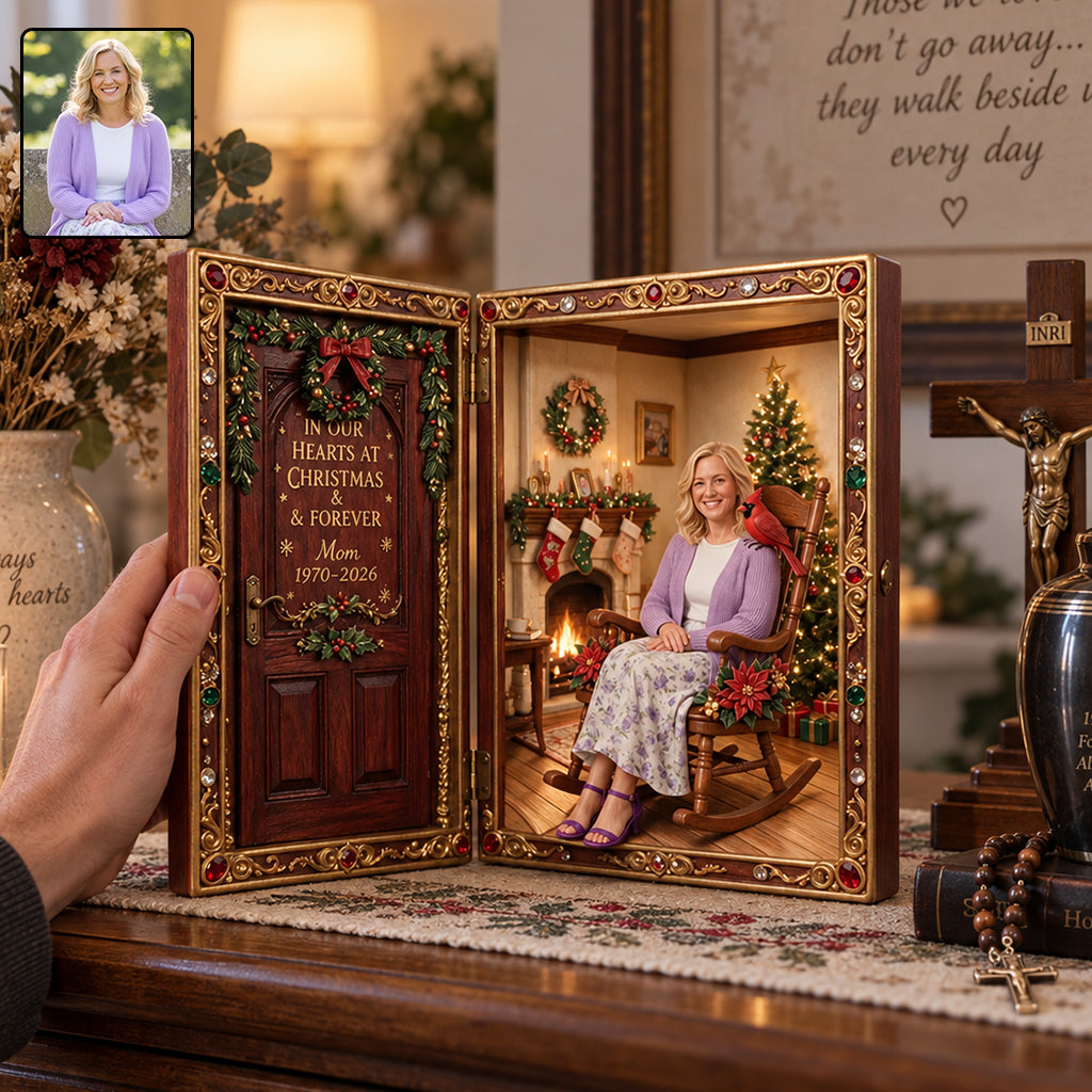 In Our Hearts At Christmas And Forever - Personalized Memorial Acrylic Diptych