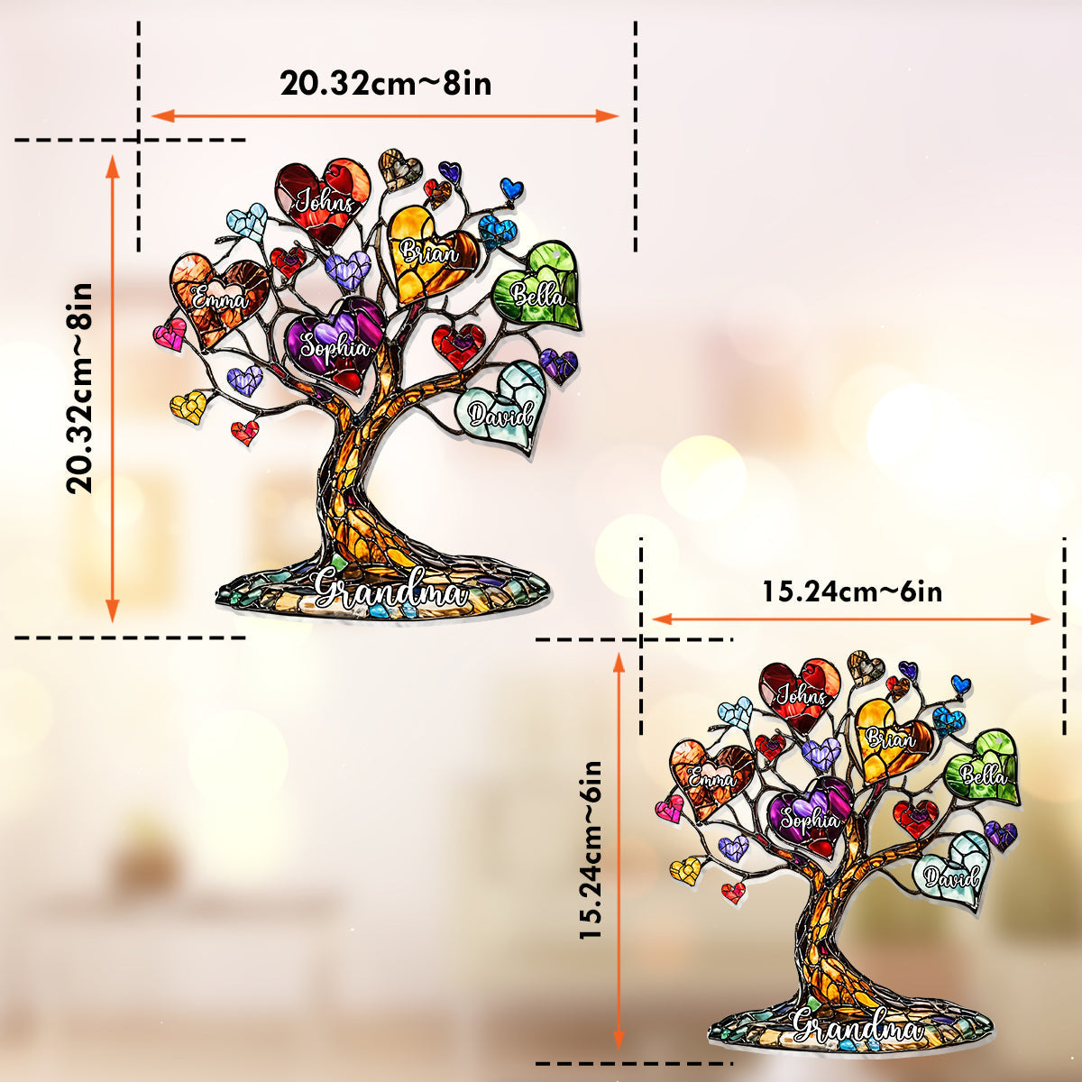 Mama-Oma-Herzbaum – Personalisierter Fensterhänger-Sonnenfänger für Mütter 