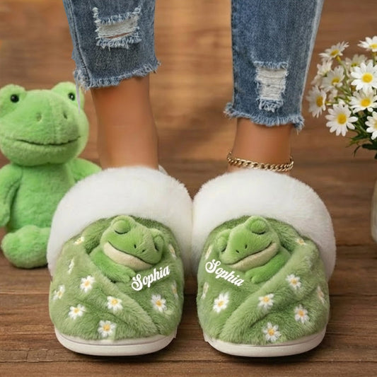 Love Frog – Personalisierte Froschpantoffeln mit Fellfutter