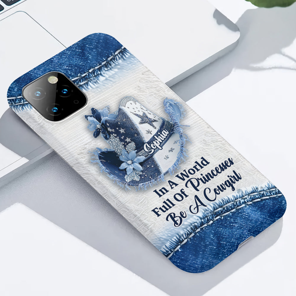 In einer Welt voller Prinzessinnen – Personalisierte Handyhülle mit Cowgirl-Print