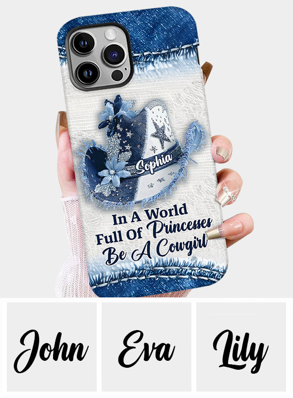In einer Welt voller Prinzessinnen – Personalisierte Handyhülle mit Cowgirl-Print