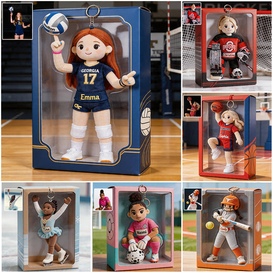 Personalisierter Volleyball-Plüsch-Schlüsselanhänger mit Foto