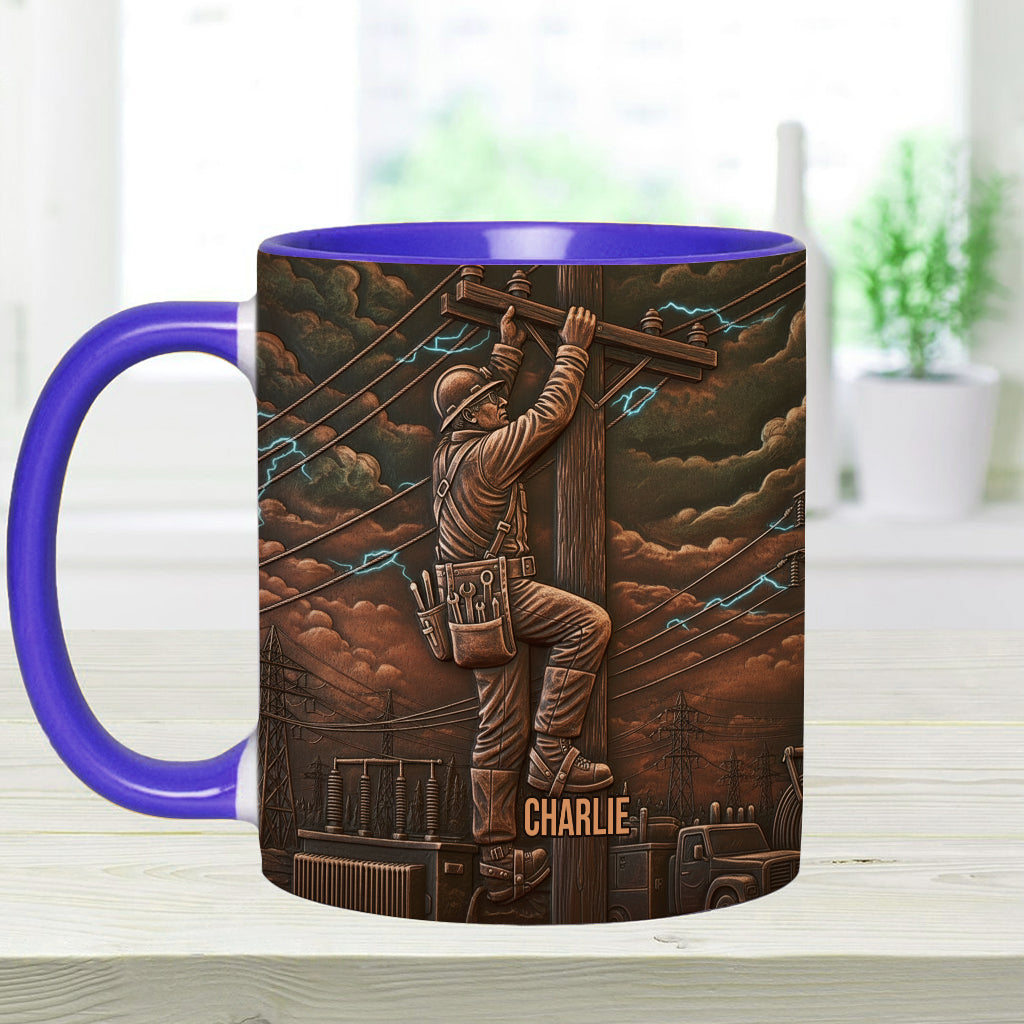 Strongest Lineman - Personalized Lineman Accent Mug