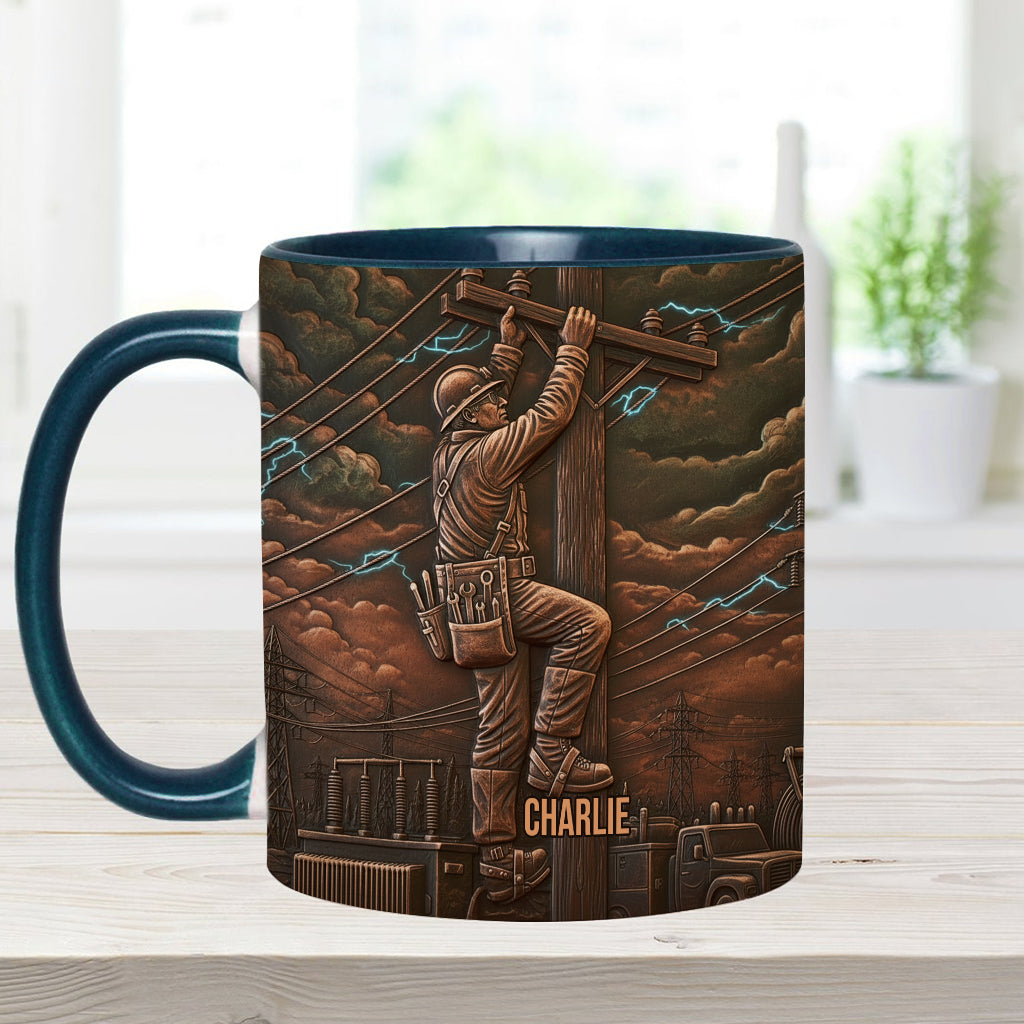 Strongest Lineman - Personalized Lineman Accent Mug