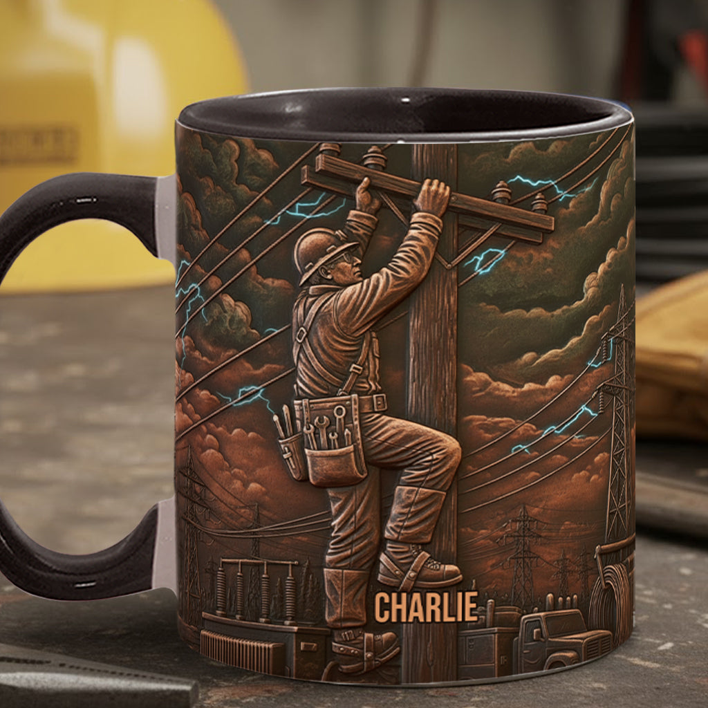 Strongest Lineman - Personalized Lineman Accent Mug