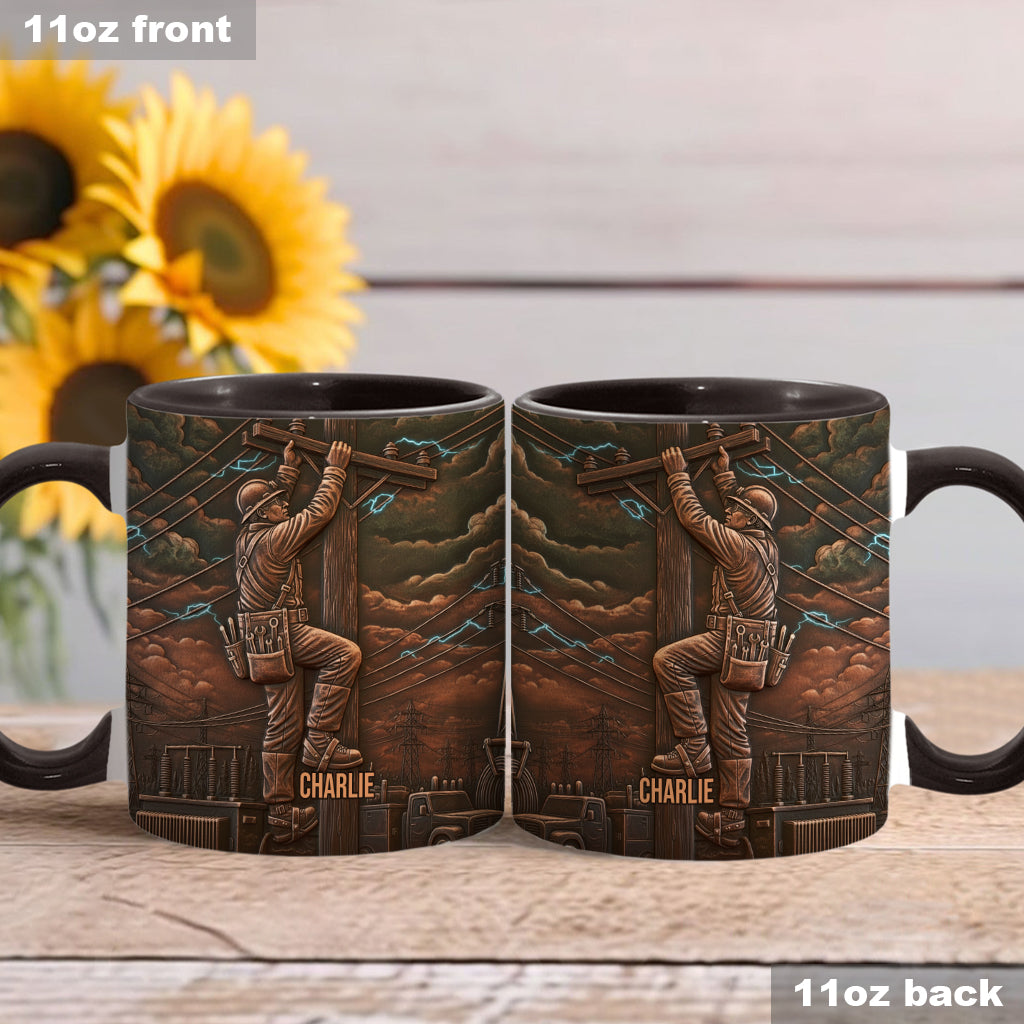 Strongest Lineman - Personalized Lineman Accent Mug