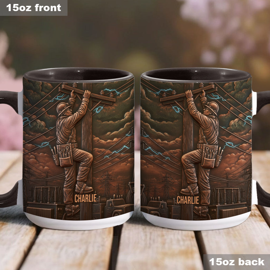 Strongest Lineman - Personalized Lineman Accent Mug