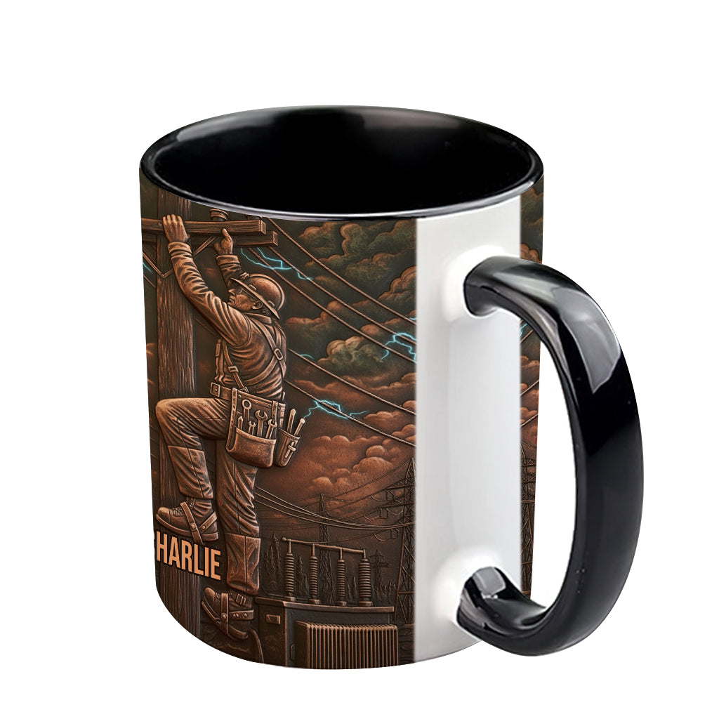 Strongest Lineman - Personalized Lineman Accent Mug