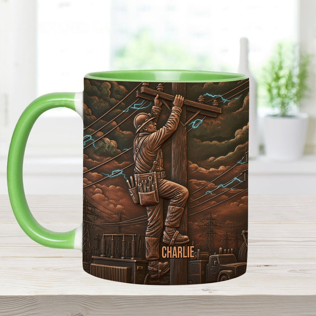 Strongest Lineman - Personalized Lineman Accent Mug
