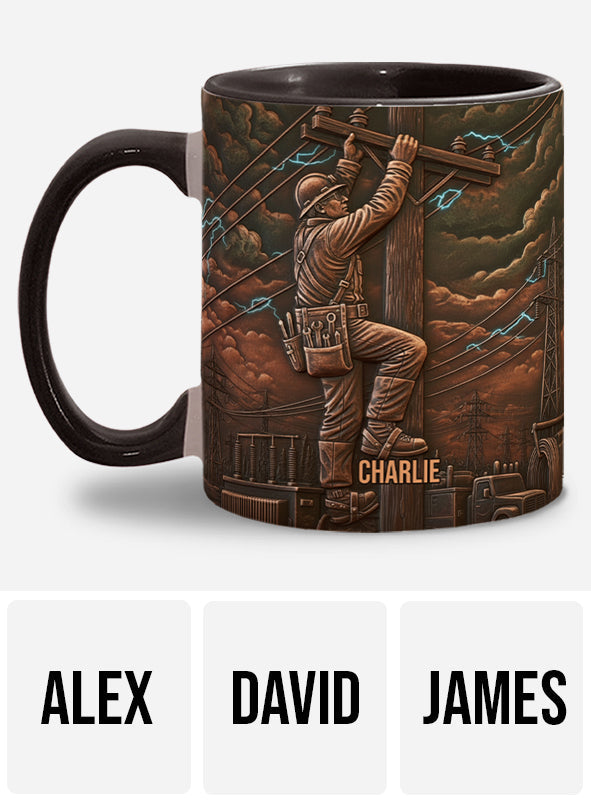 Strongest Lineman - Personalized Lineman Accent Mug