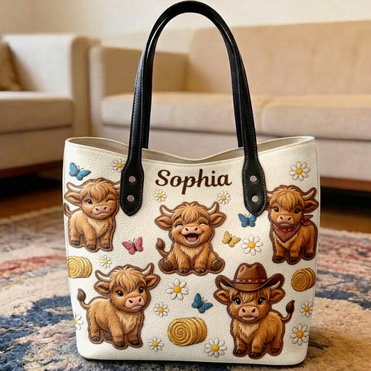 Ein Mädchen, das Highland Cow liebt - Personalisierte Highland Cow Tragetasche
