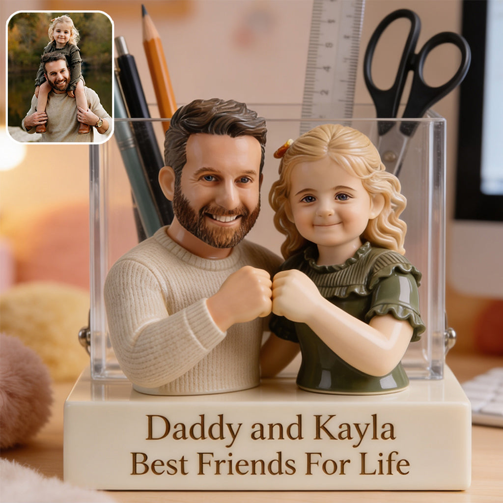 Beste Freunde fürs Leben - Personalisierter Acryl-Stifthalter für Väter