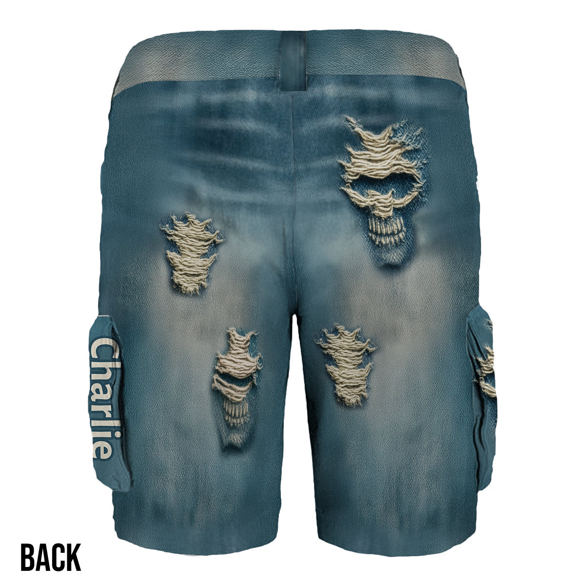 Personalisierte Cargoshorts mit Totenkopfmotiv und Gürtel