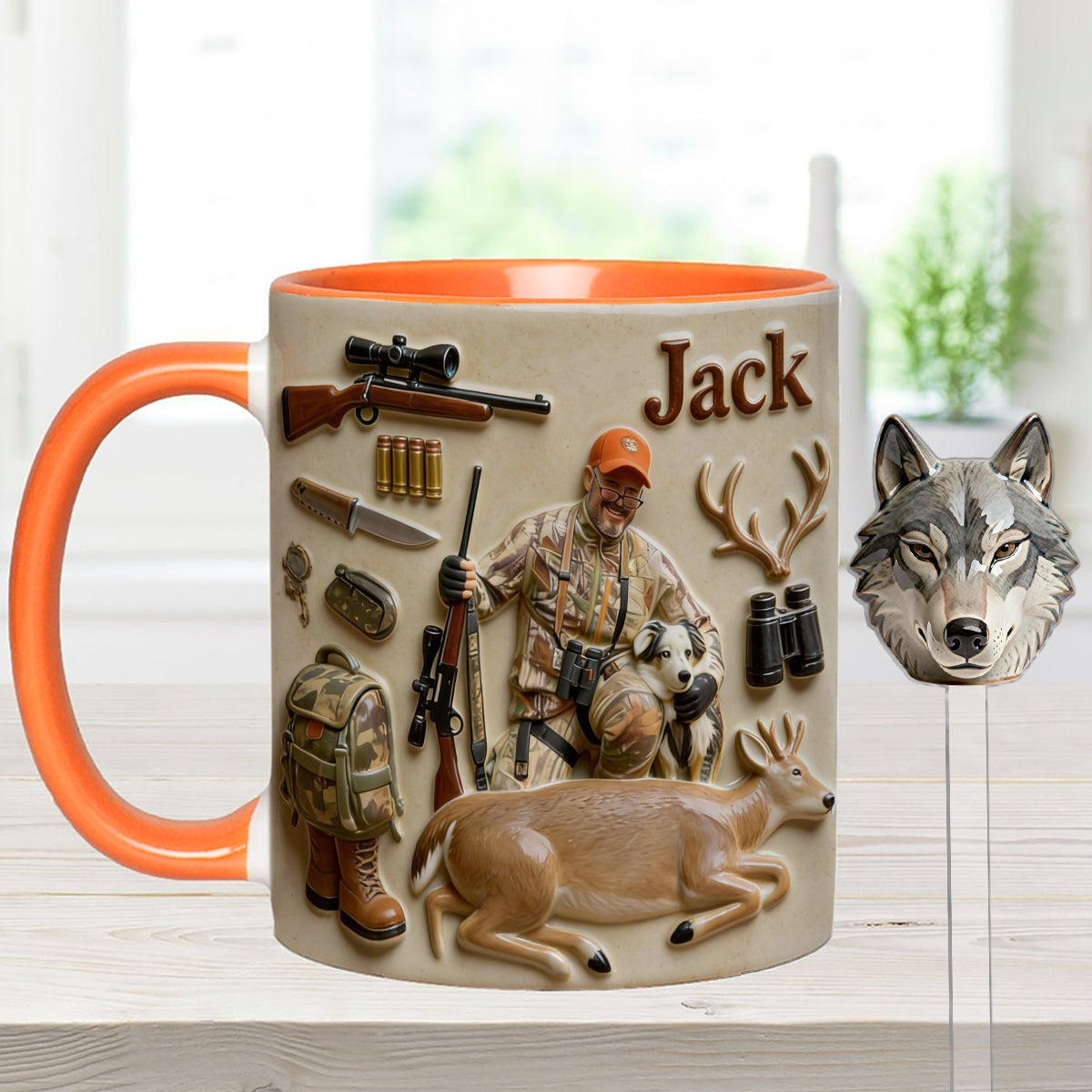 Custom From Any Photo - Personalized Hunting Set Accent Mug with Acrylic Stirrers